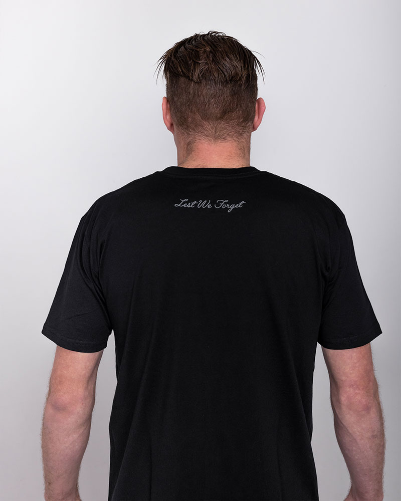 Mens Black T-shirt with grey Legion Legacy print